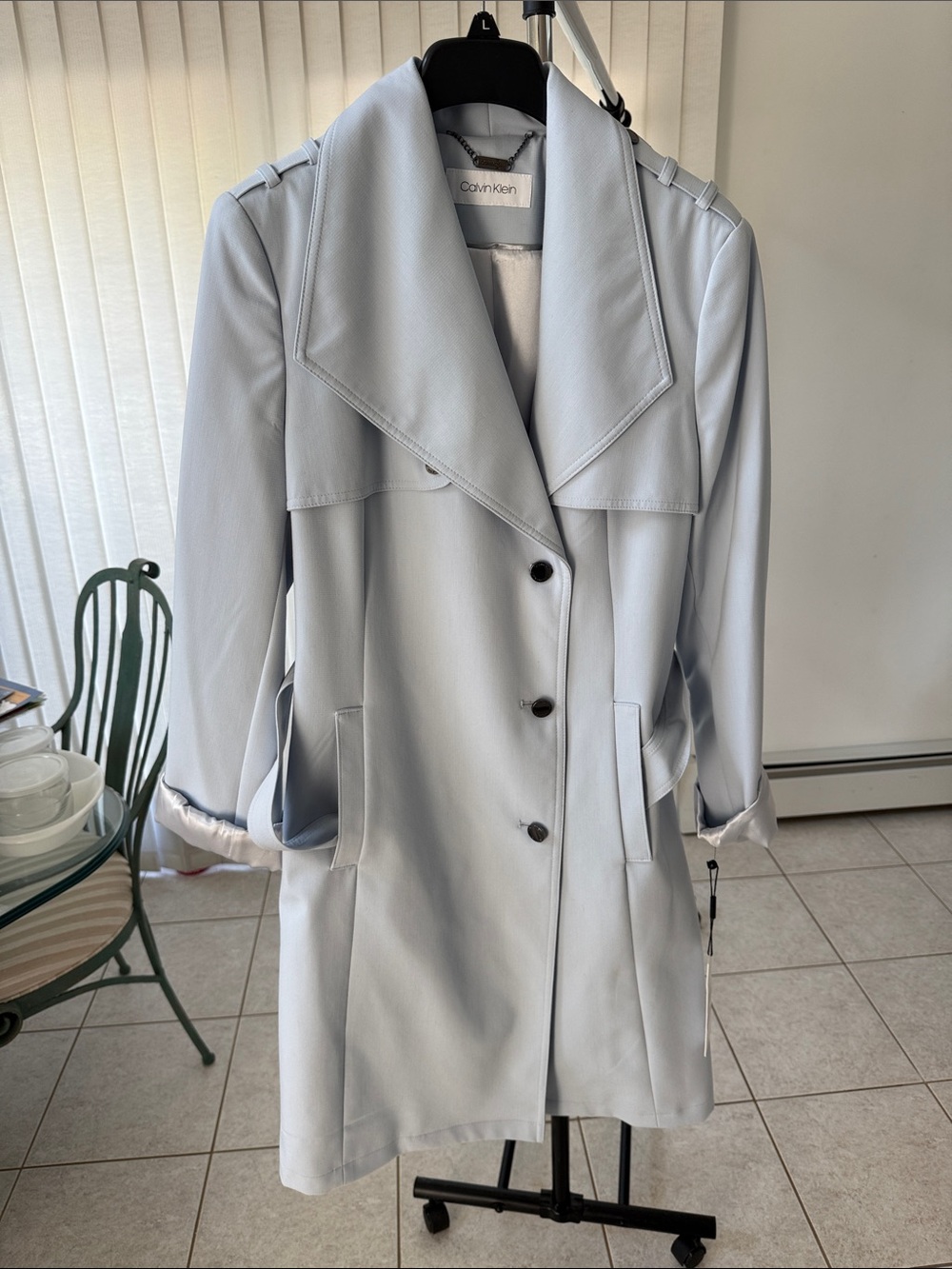 Calvin Klein Pale Blue Women's Trench Coat